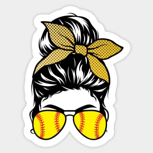 Softball Bun & Glasses - Dark Apparel Sticker